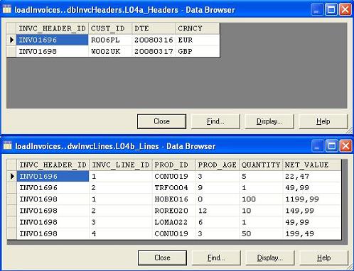 Target oracle tables with correctly loaded invoice headers and lines