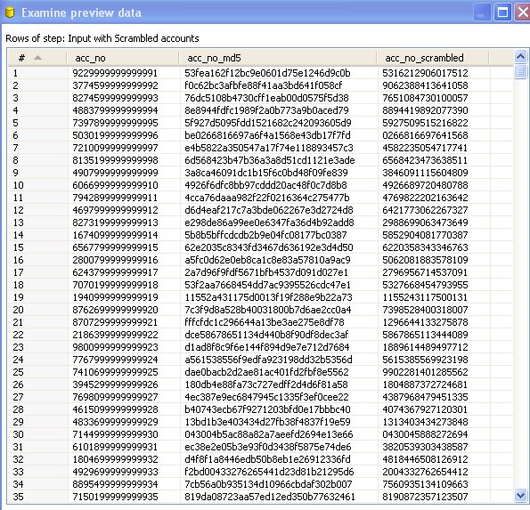 Generated anonymized accounts file