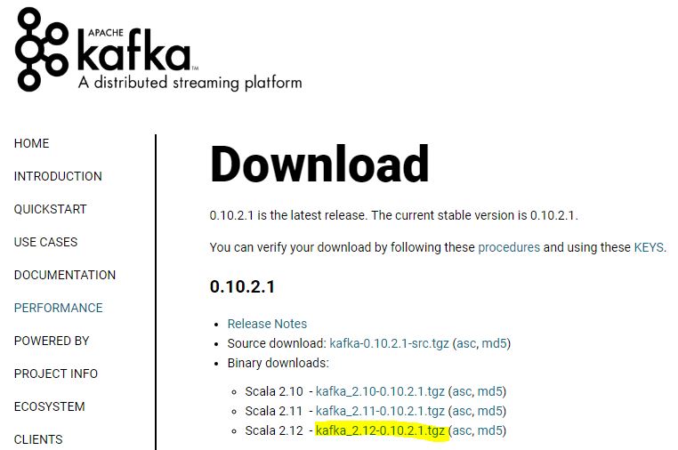 Download Kafka from apache website