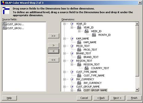 Excel cube dimensions window