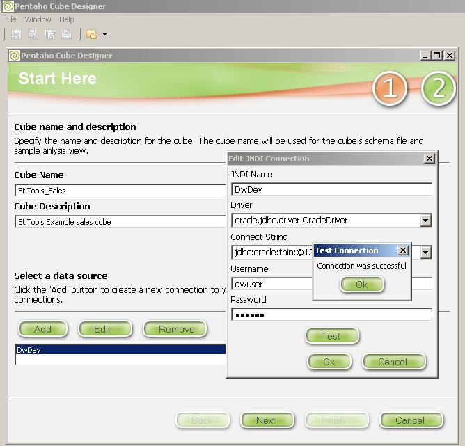 Cube name and database connection